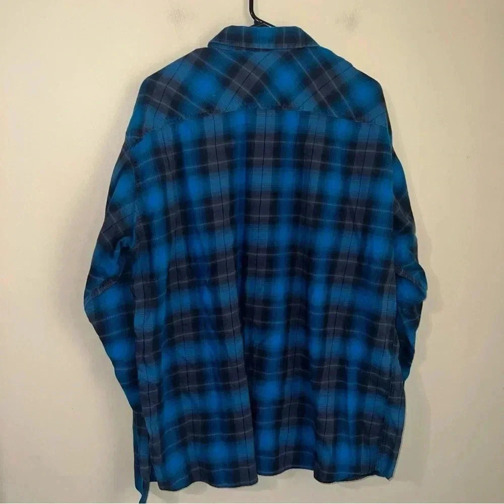 PATAGONIA Mens Fjord Flannel Blue Plaid Long Sleeve Organic Cotton Size XL - Picture 4 of 4